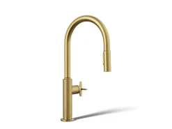 Pull-down kitchen sink faucet with two-function sprayhead