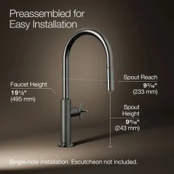 Pull-down kitchen sink faucet with two-function sprayhead
