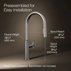 Pull-down kitchen sink faucet with two-function sprayhead