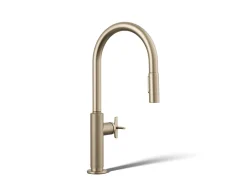Pull-down kitchen sink faucet with two-function sprayhead