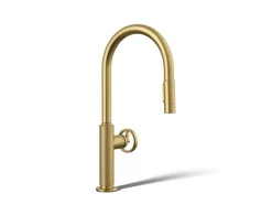 Pull-down kitchen sink faucet with two-function sprayhead