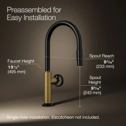 Pull-down kitchen sink faucet with two-function sprayhead