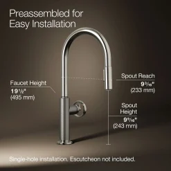 Pull-down kitchen sink faucet with two-function sprayhead