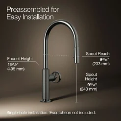 Pull-down kitchen sink faucet with two-function sprayhead