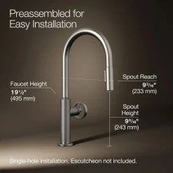 Pull-down kitchen sink faucet with two-function sprayhead