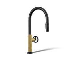 Pull-down kitchen sink faucet with two-function sprayhead