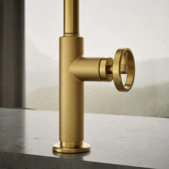 Pull-down kitchen sink faucet with two-function sprayhead
