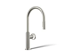 Pull-down kitchen sink faucet with two-function sprayhead