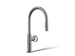 Pull-down kitchen sink faucet with two-function sprayhead