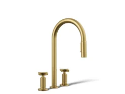 Pull-down kitchen sink faucet with two-function sprayhead
