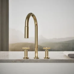 Pull-down kitchen sink faucet with two-function sprayhead