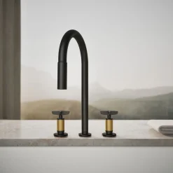 Pull-down kitchen sink faucet with two-function sprayhead