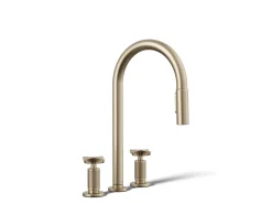 Pull-down kitchen sink faucet with two-function sprayhead