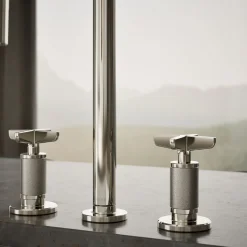 Pull-down kitchen sink faucet with two-function sprayhead