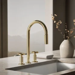 Pull-down kitchen sink faucet with two-function sprayhead