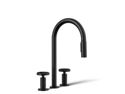 Pull-down kitchen sink faucet with two-function sprayhead