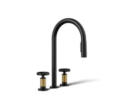 Pull-down kitchen sink faucet with two-function sprayhead