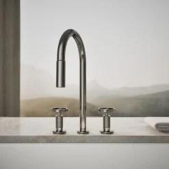 Pull-down kitchen sink faucet with two-function sprayhead