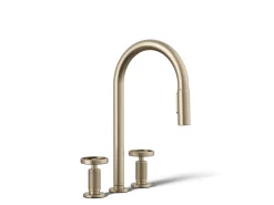 Pull-down kitchen sink faucet with two-function sprayhead