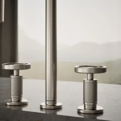 Pull-down kitchen sink faucet with two-function sprayhead