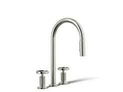 Pull-down kitchen sink faucet with two-function sprayhead