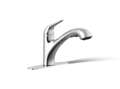 Pull-out kitchen sink faucet with two-function sprayhead