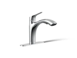Pull-out kitchen sink faucet with two-function sprayhead