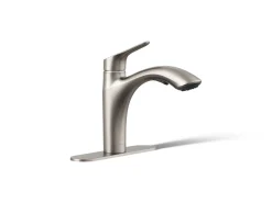 Pull-out kitchen sink faucet with two-function sprayhead