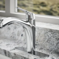 Pull-out kitchen sink faucet with two-function sprayhead