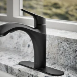 Pull-out kitchen sink faucet with two-function sprayhead