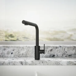 Pull-out kitchen sink faucet with two-function sprayhead