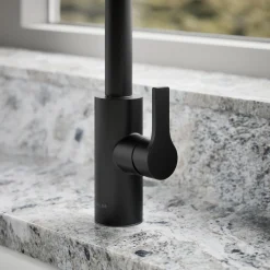 Pull-out kitchen sink faucet with two-function sprayhead