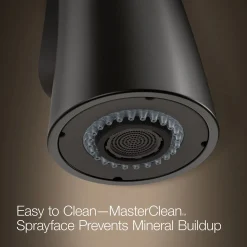 Pull-out kitchen sink faucet with two-function sprayhead