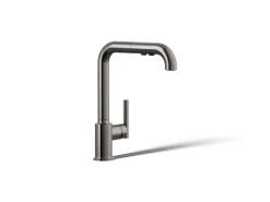 Pull-out kitchen sink faucet with three-function sprayhead