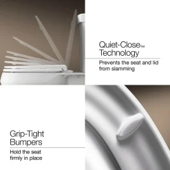 ReadyLatch® Quiet-Close™ round-front toilet seat with antimicrobial agent