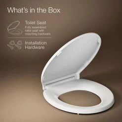 ReadyLatch® Quiet-Close™ round-front toilet seat with antimicrobial agent