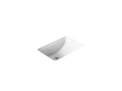 21" rectangular undermount bathroom sink with glazed underside, no overflow