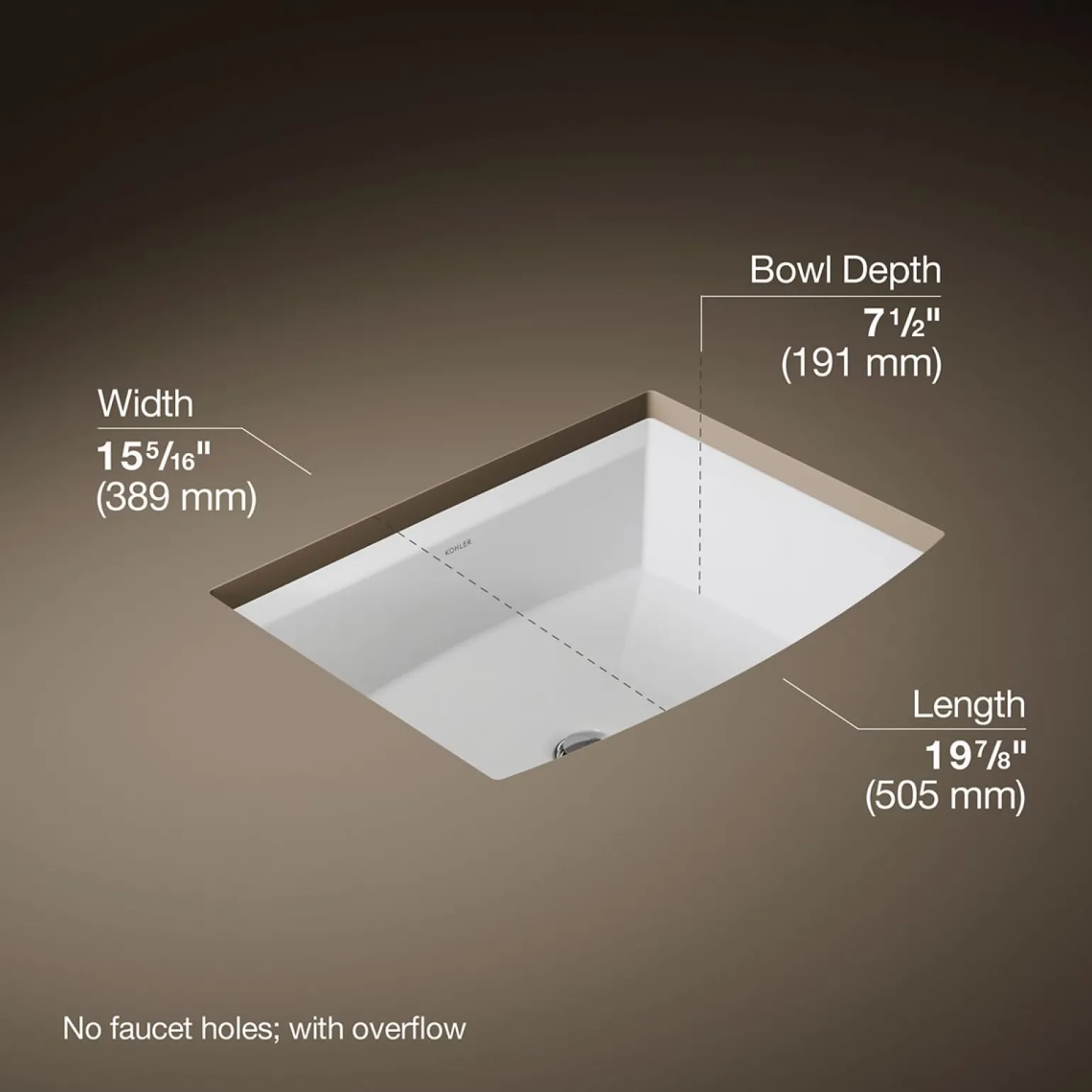 20" rectangular undermount bathroom sink