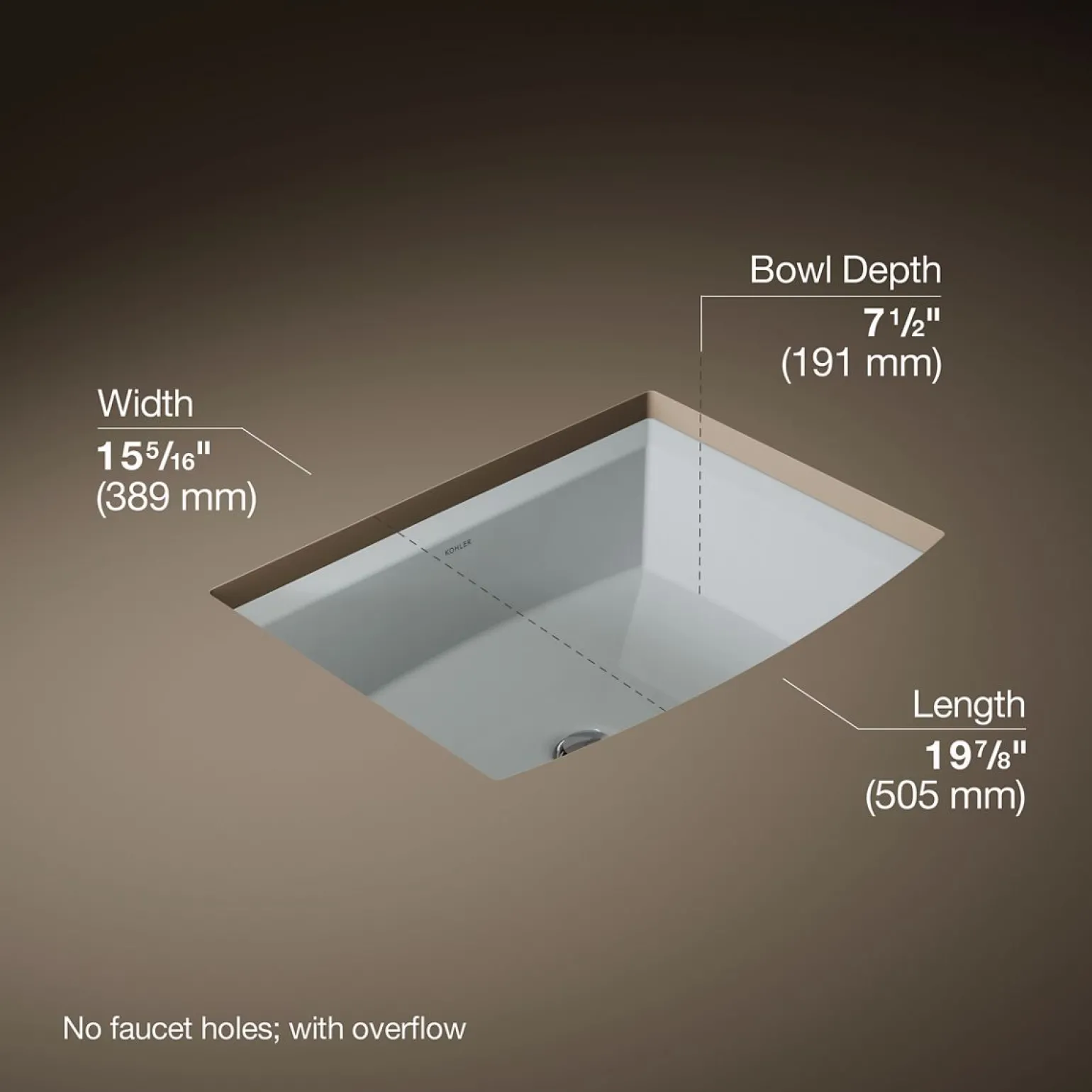 20" rectangular undermount bathroom sink
