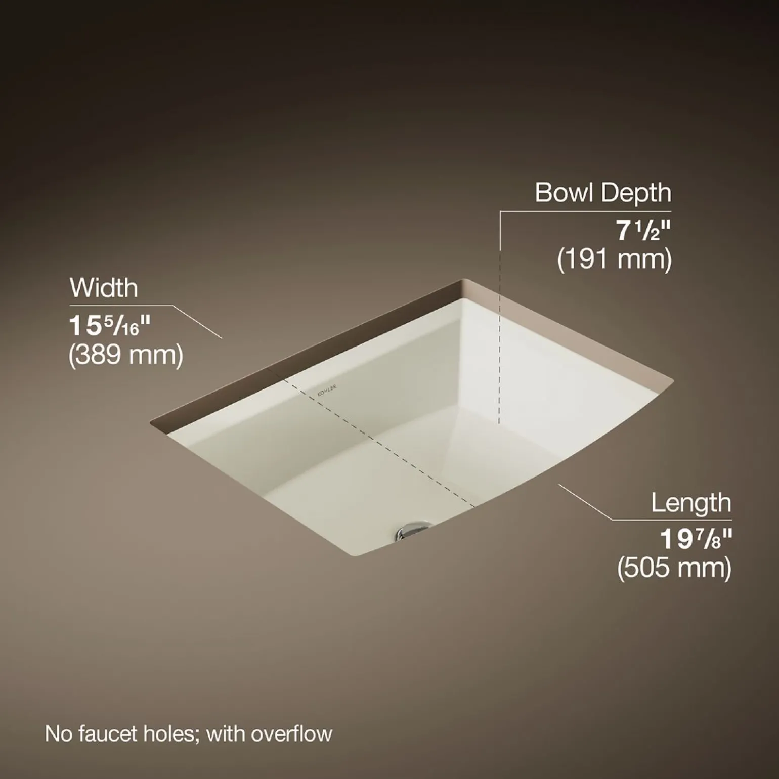 20" rectangular undermount bathroom sink
