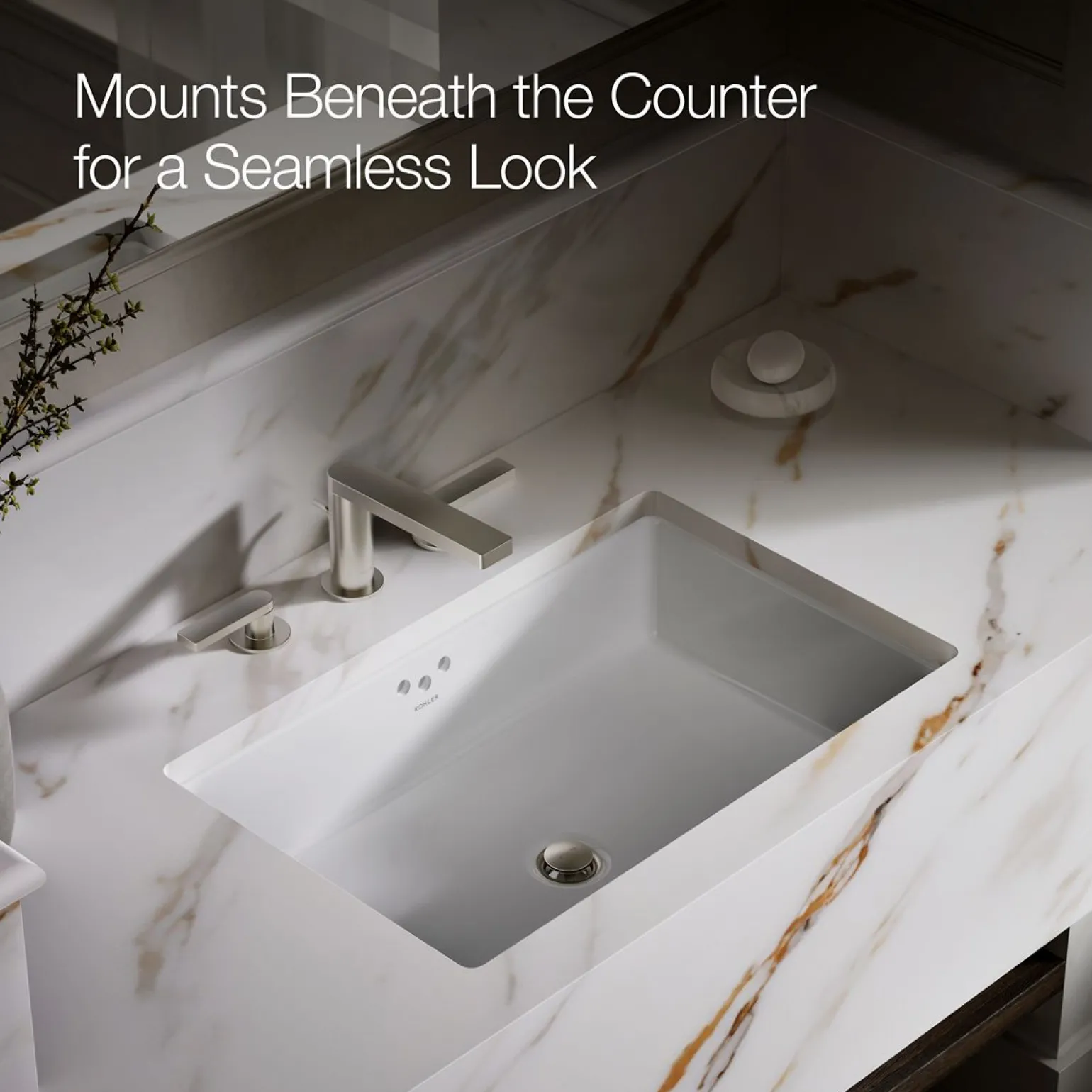 24" rectangular undermount bathroom sink with glazed underside