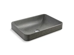 23" rectangular vessel bathroom sink, no overflow