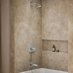 Rite-Temp® bath and shower trim kit with push-button diverter and cross handle, without showerhead