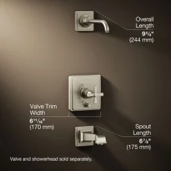 Rite-Temp® bath and shower trim kit with push-button diverter and cross handle, without showerhead