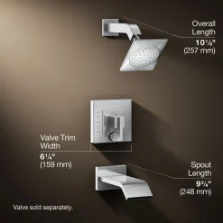 Rite-Temp® bath and shower trim kit with push-button diverter, 2.5 gpm