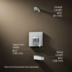 Rite-Temp® bath and shower trim kit with push-button diverter, without showerhead