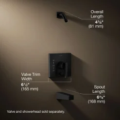 Rite-Temp® bath and shower trim kit with push-button diverter, without showerhead