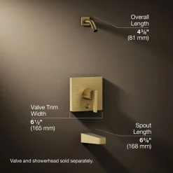 Rite-Temp® bath and shower trim kit with push-button diverter, without showerhead