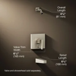 Rite-Temp® bath and shower trim kit with push-button diverter, without showerhead
