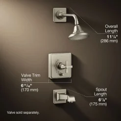 Rite-Temp® bath and shower trim kit with push-button diverter and cross handle, 2.5 gpm